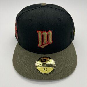 Minnesota Twins Fitted Cap Adult 7 1/2 Black/Green New Era 59FIFTY MLB NWT